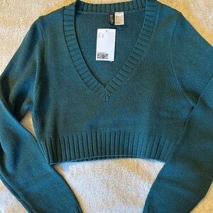 H&M Forest Green  V-Neck Women's Sweater
